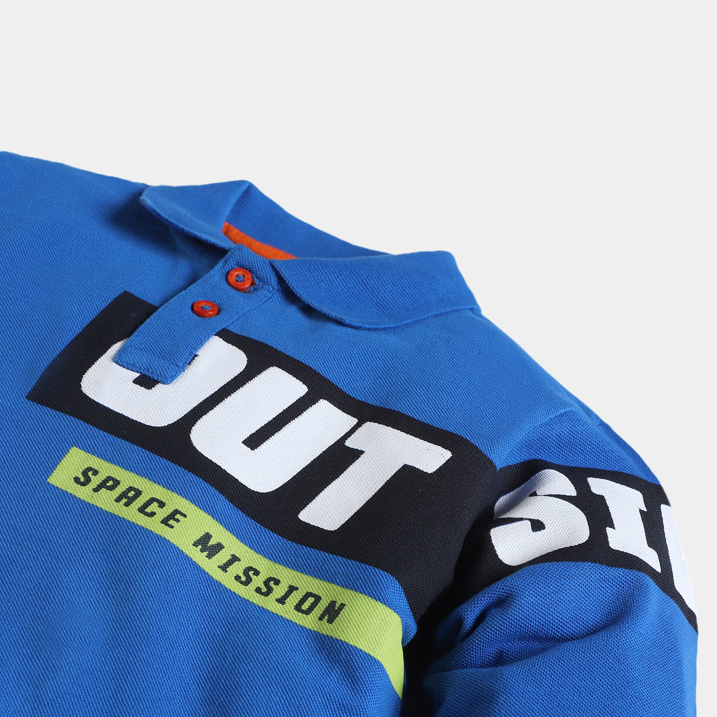 Boys Cotton Polo T-Shirt Outside - Blue