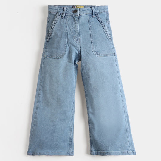 Girls Denim Pant Braided-LIGHT BLUE