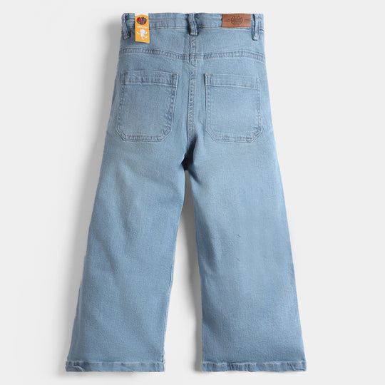 Girls Denim Pant Braided-LIGHT BLUE