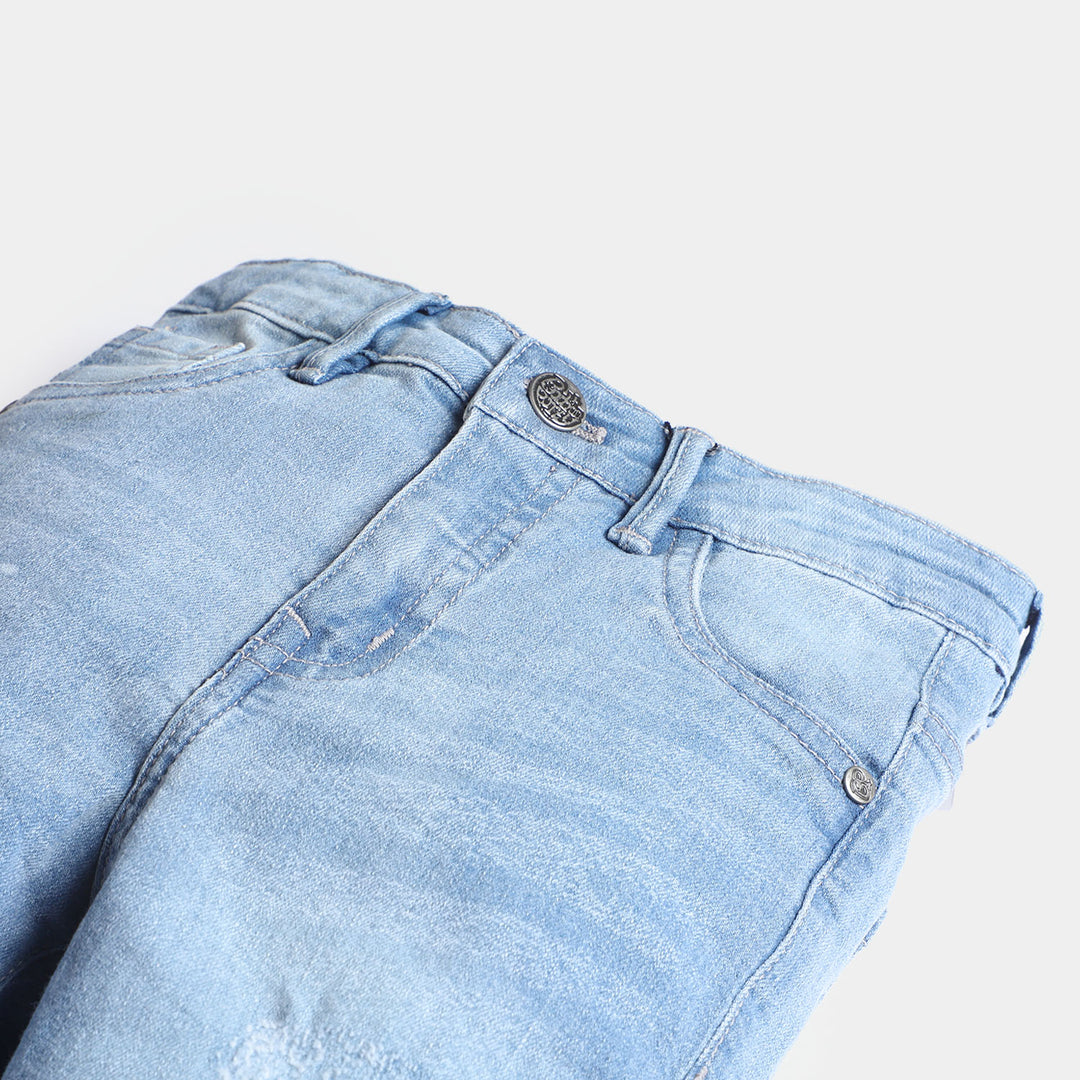 Boys Denim Pant Never Give Up-Ice Blue