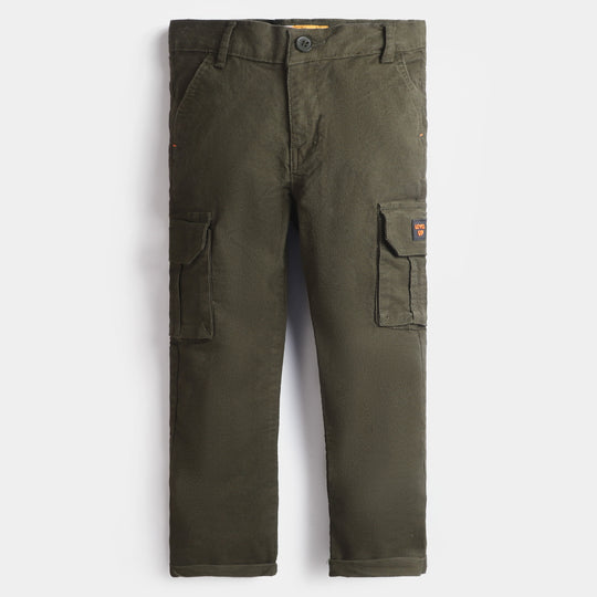 Boys Pant Cotton Level Up-Olive Green