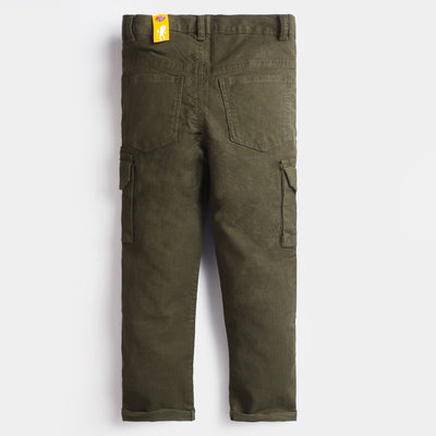 Boys Pant Cotton Level Up-Olive Green
