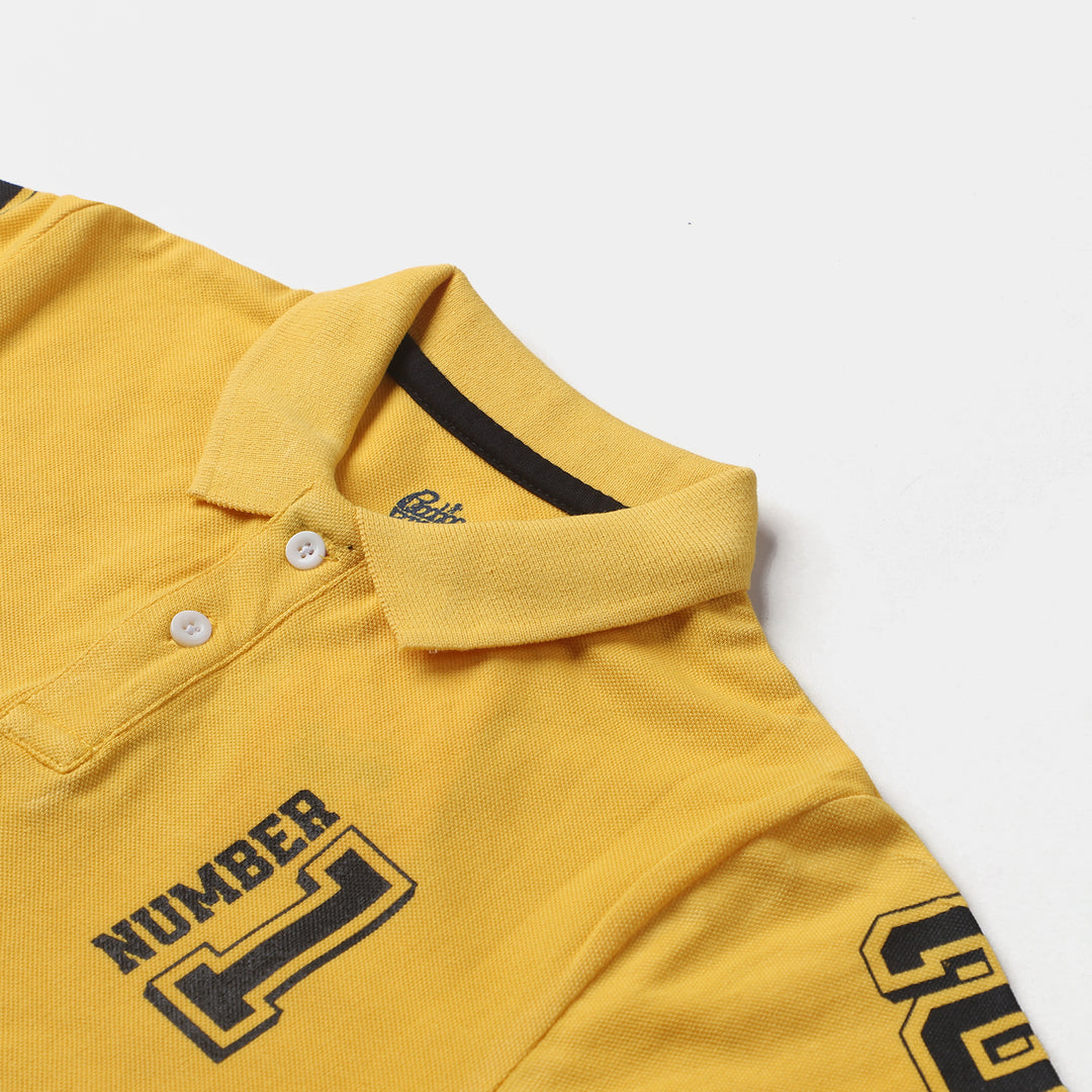 Boys Cotton PK Polo Number 1-Yellow