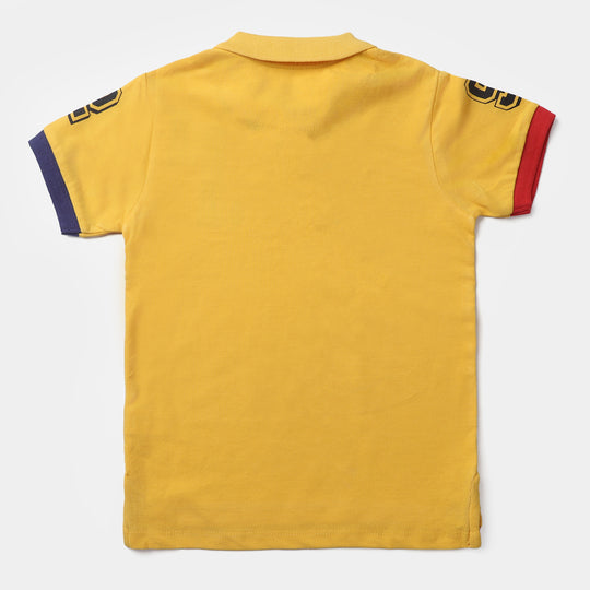 Boys Cotton PK Polo Number 1-Yellow