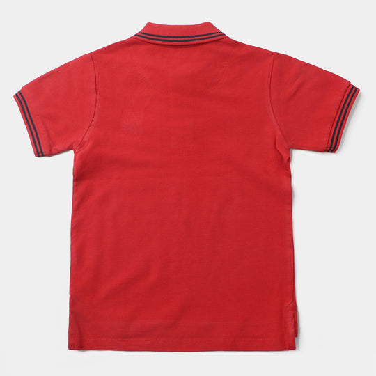 Boys Cotton Polo Rock Band-Red