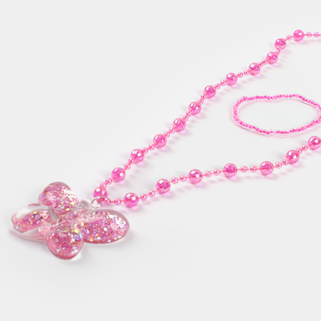 Girls Charm Beaded Necklace & Bracelet