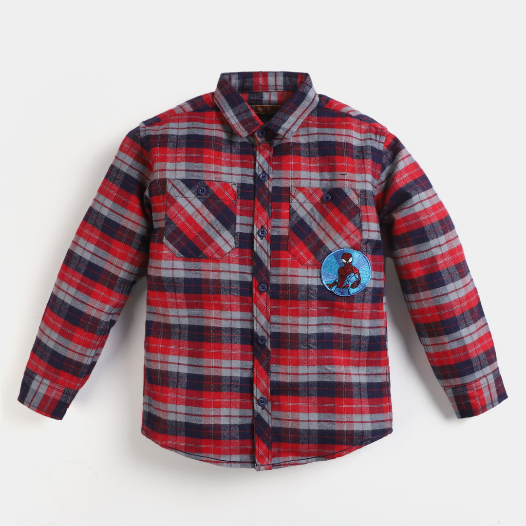 Boys Flannel Casual Shirt -Red