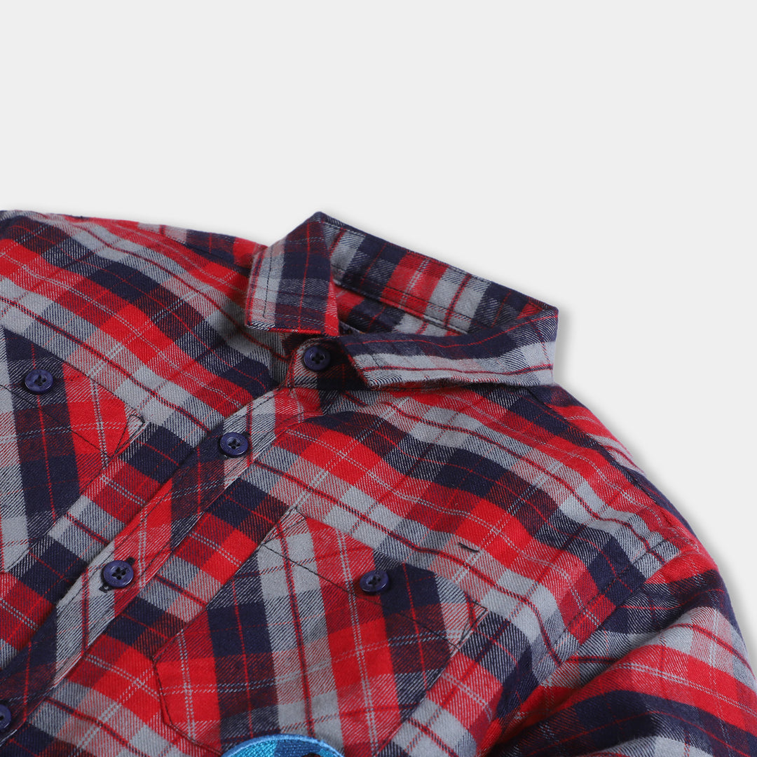 Boys Flannel Casual Shirt -Red