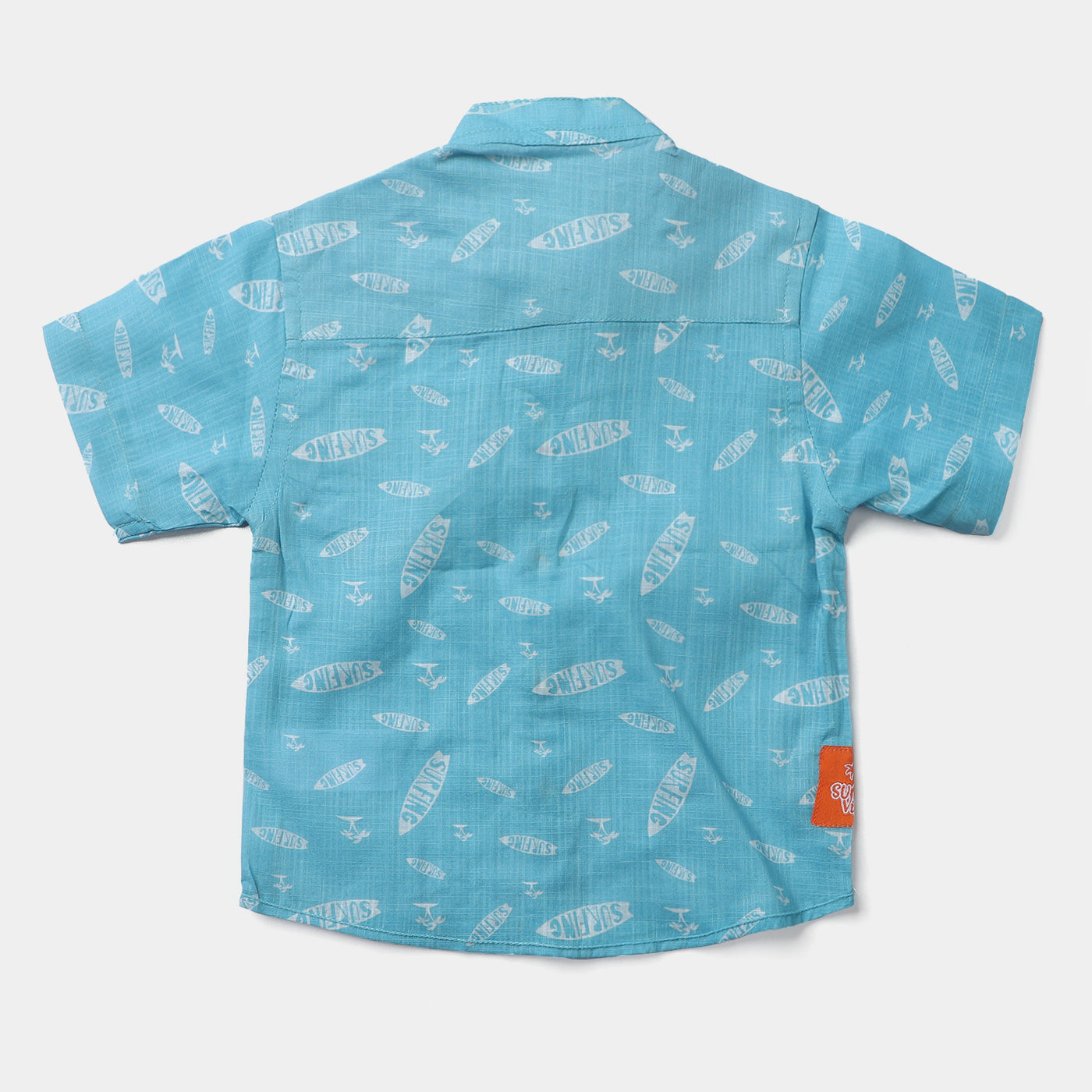 Infant Boys Cotton Slub Basic Casual Shirt (Surfing)-L/BLUE