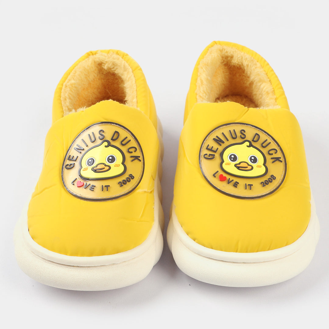 Girls Fur Slipper-Yellow