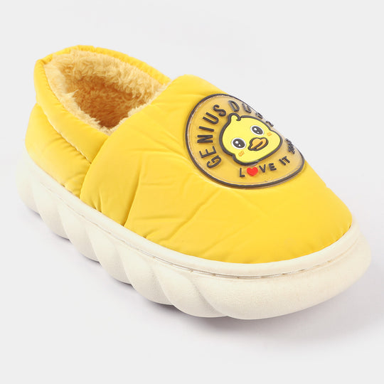 Girls Fur Slipper-Yellow