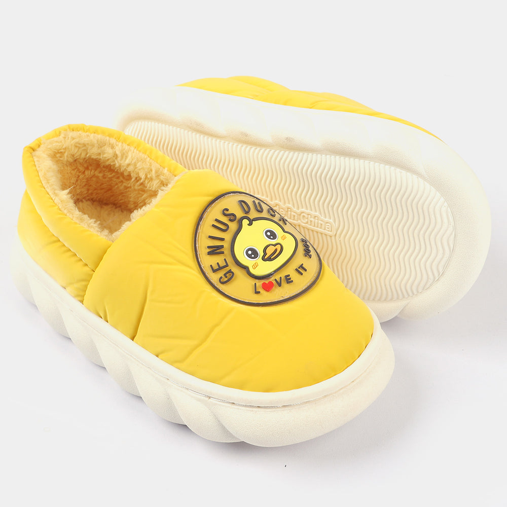 Girls Fur Slipper-Yellow