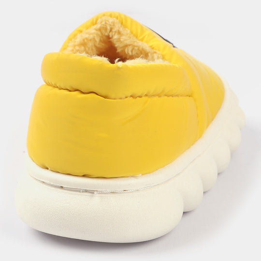 Girls Fur Slipper-Yellow