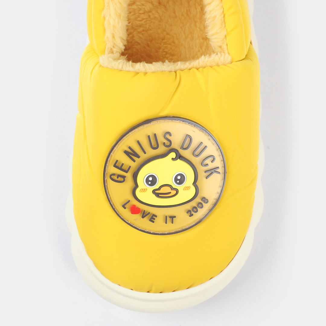 Girls Fur Slipper-Yellow