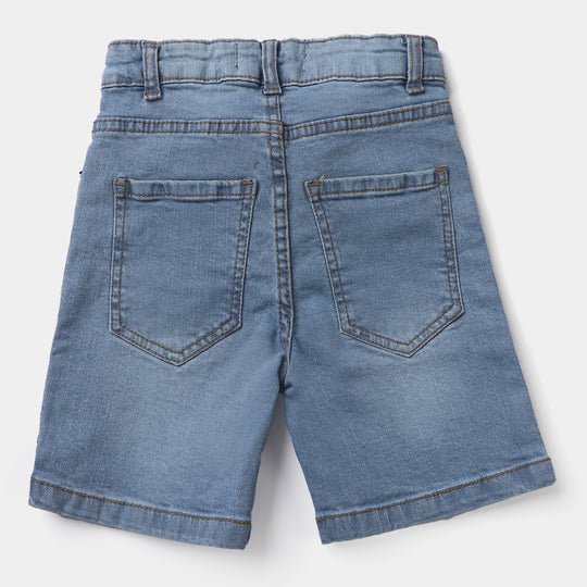 Boys Denim Stretch Short Ready For Adventure-Blue