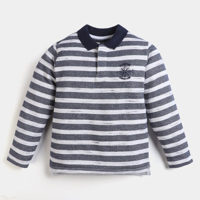 Boys Cotton Polo T-Shirt Special Fabric-B.Striper