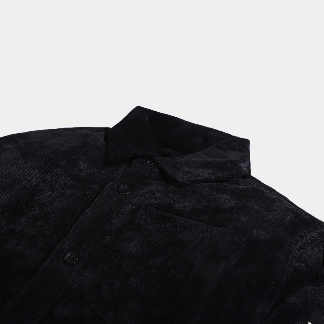 Boys Corduroy Casual Shirt -BLACK