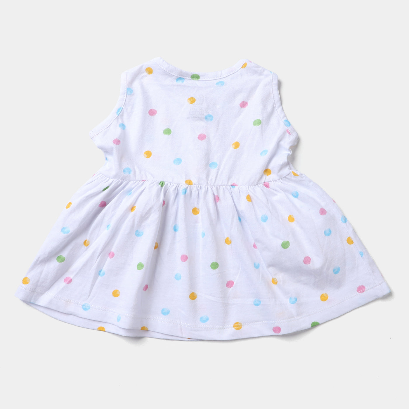 Infant Girls Cotton Terry Knitted Frock Polka Dots-Printed