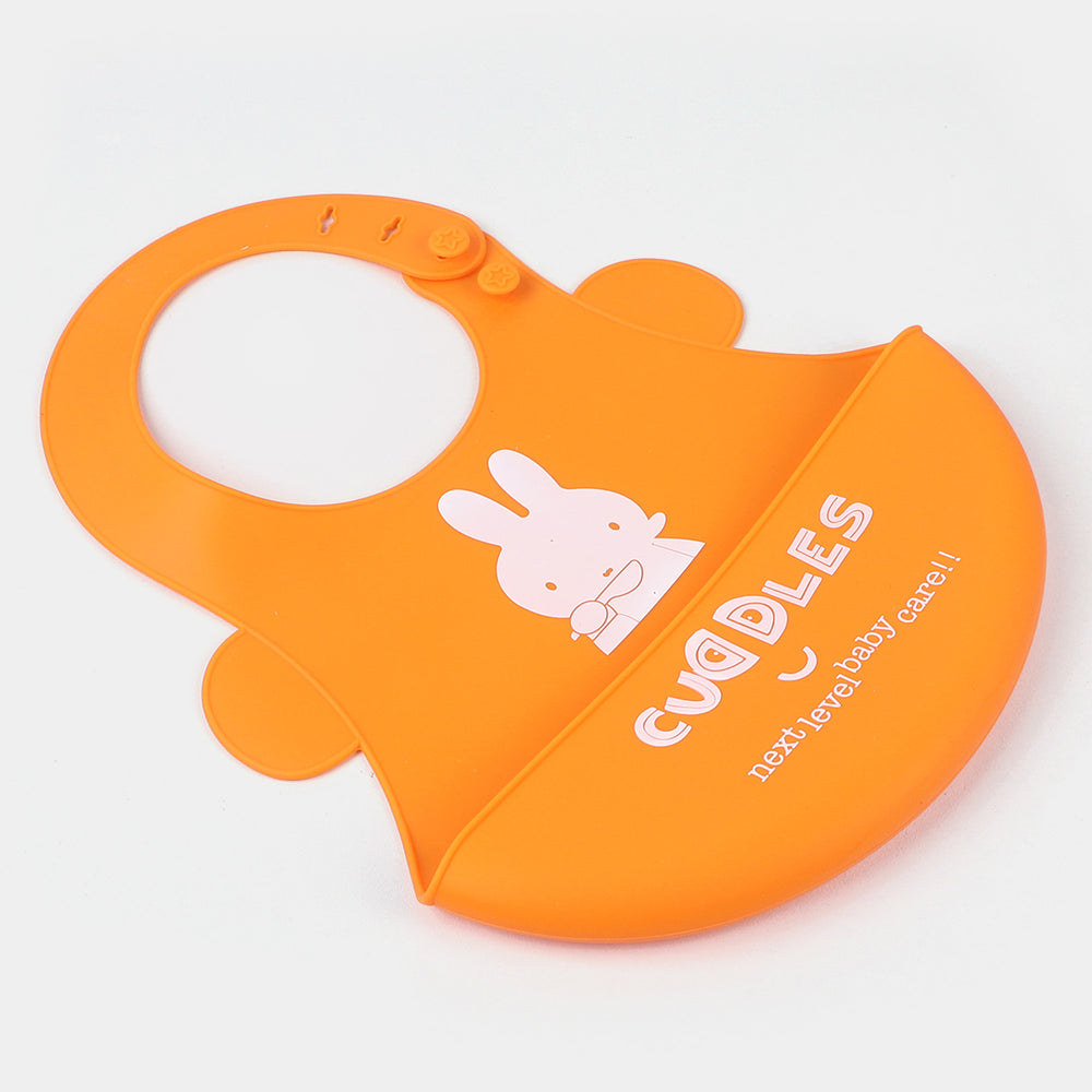 FOLD & GO CUDDLES SILICON BABY BIB | ORANGE