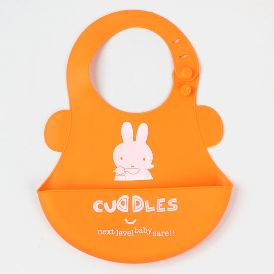 FOLD & GO CUDDLES SILICON BABY BIB | ORANGE