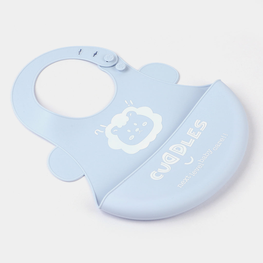 FOLD & GO CUDDLES SILICON BABY BIB | BLUE