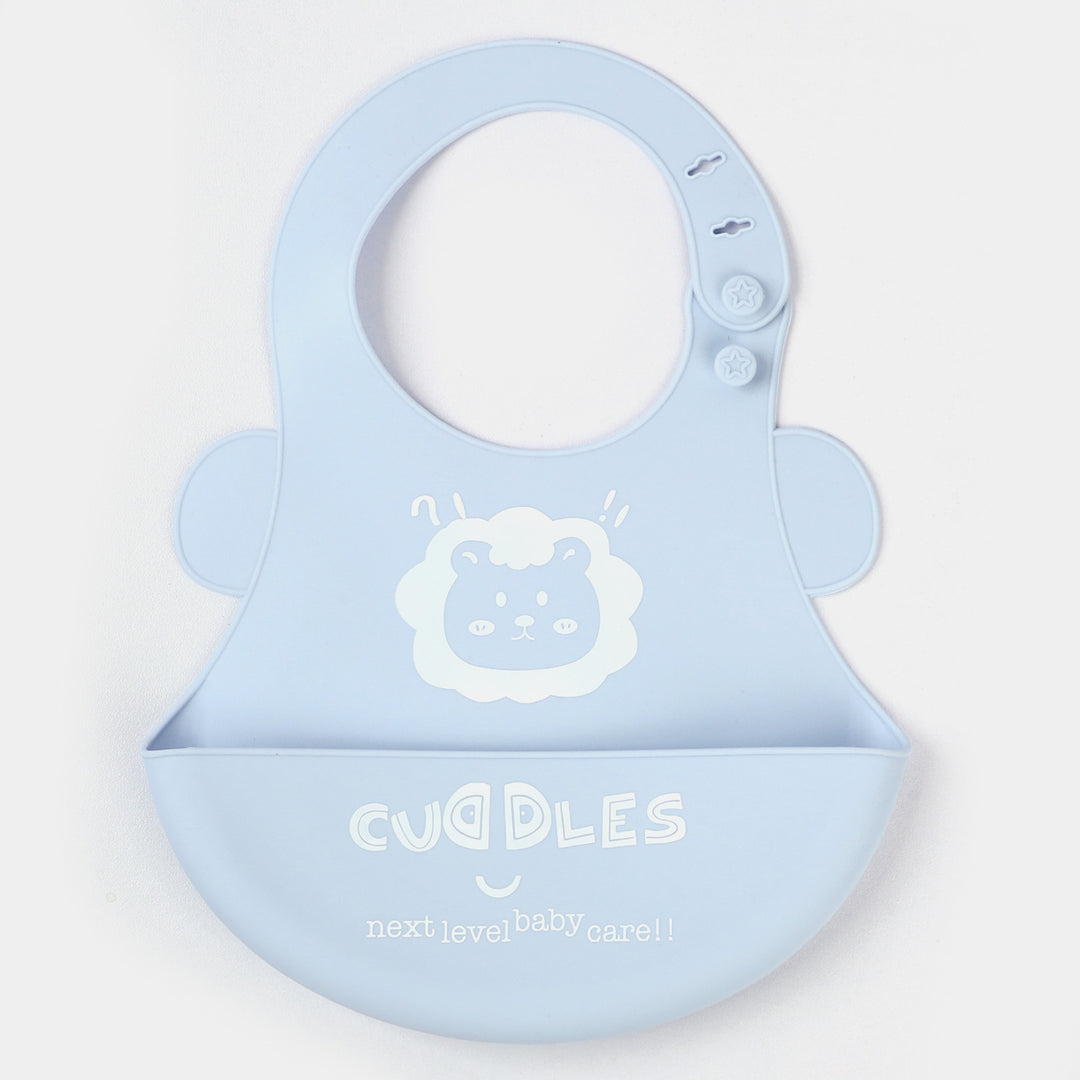 FOLD & GO CUDDLES SILICON BABY BIB | BLUE