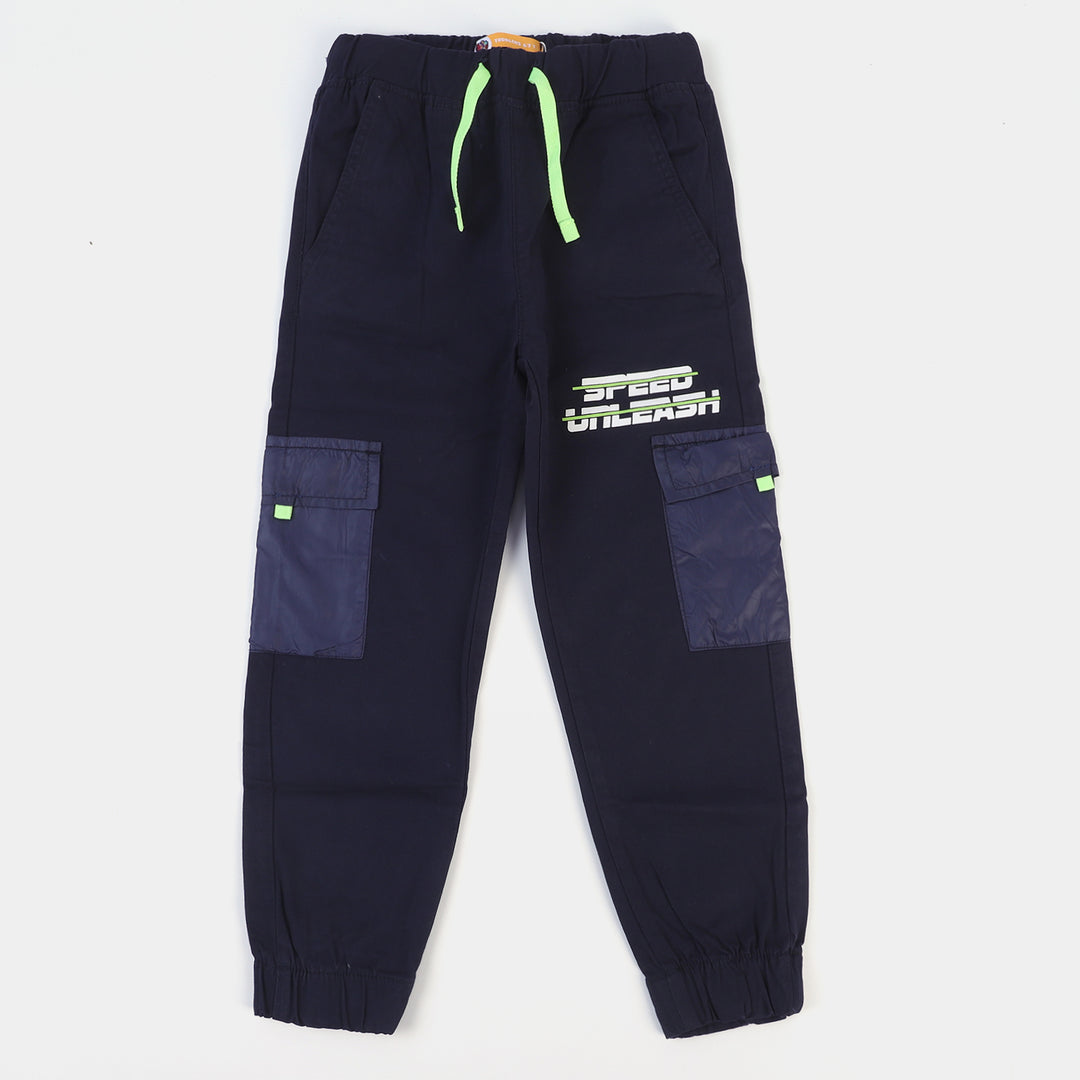 Boys Cotton Pant Unleash Speed-Navy Blue