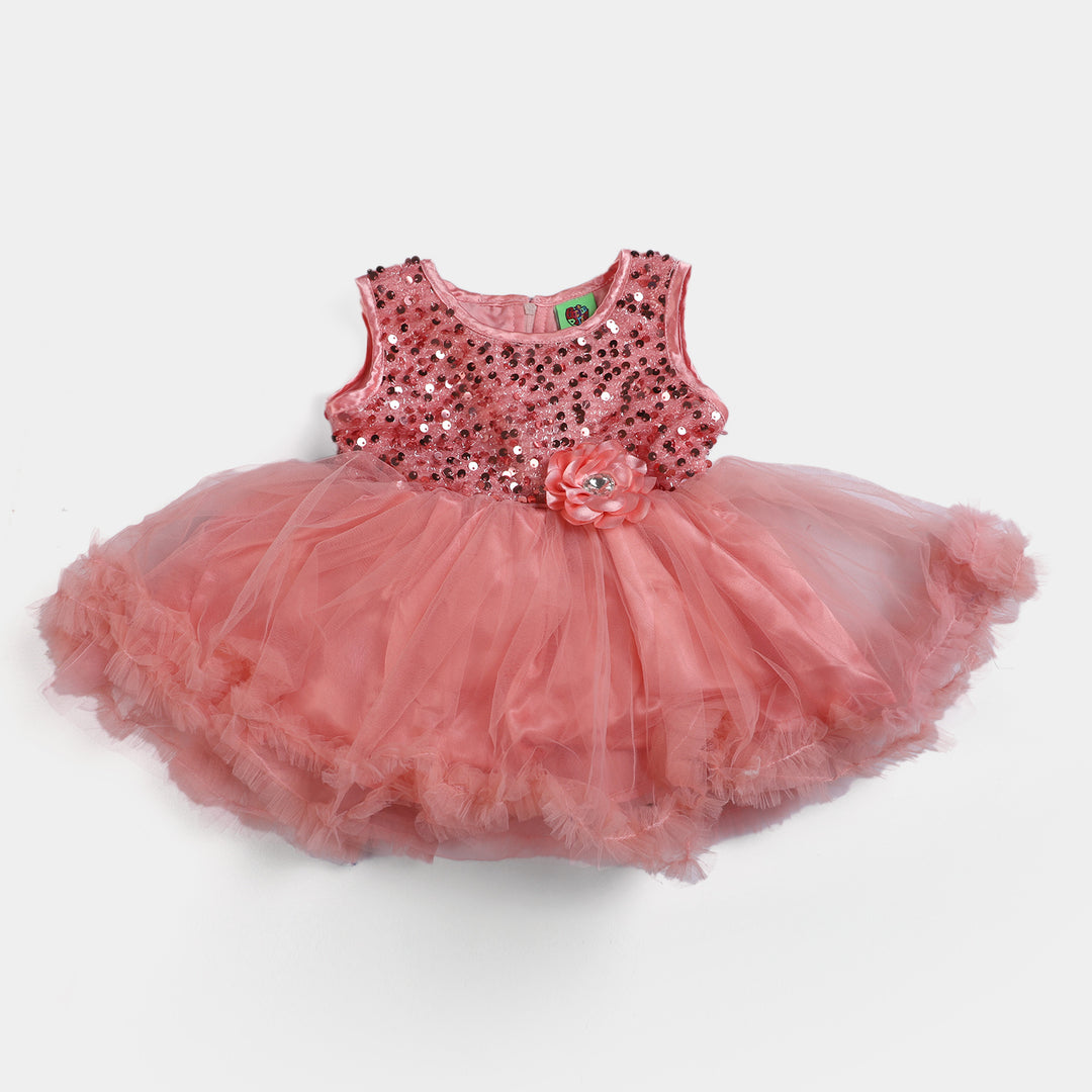 infant Girls Fancy Frock Pretty Girls-Peach