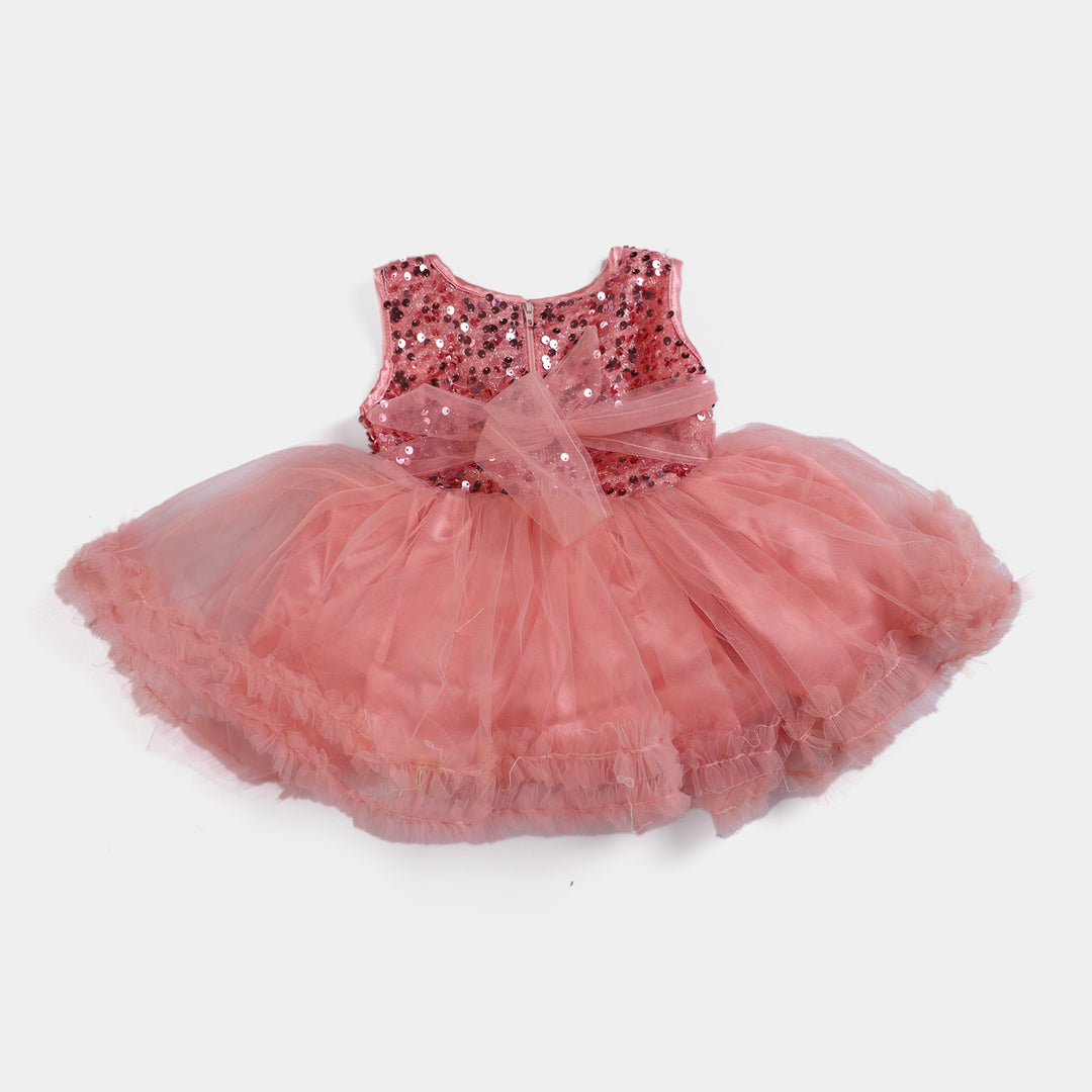 infant Girls Fancy Frock Pretty Girls-Peach