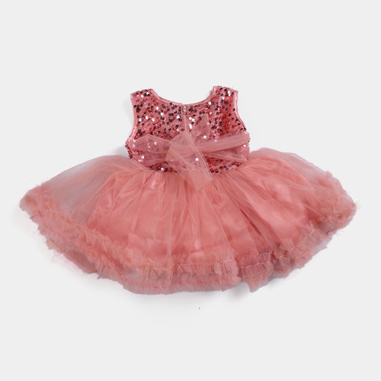 infant Girls Fancy Frock Pretty Girls-Peach