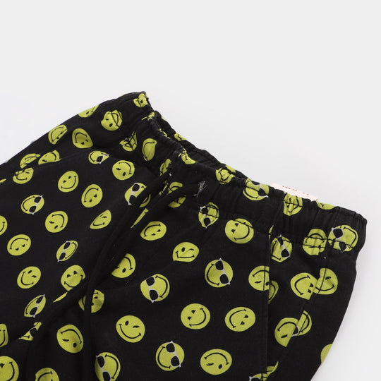 Boys Cotton Short Smile | BLACK