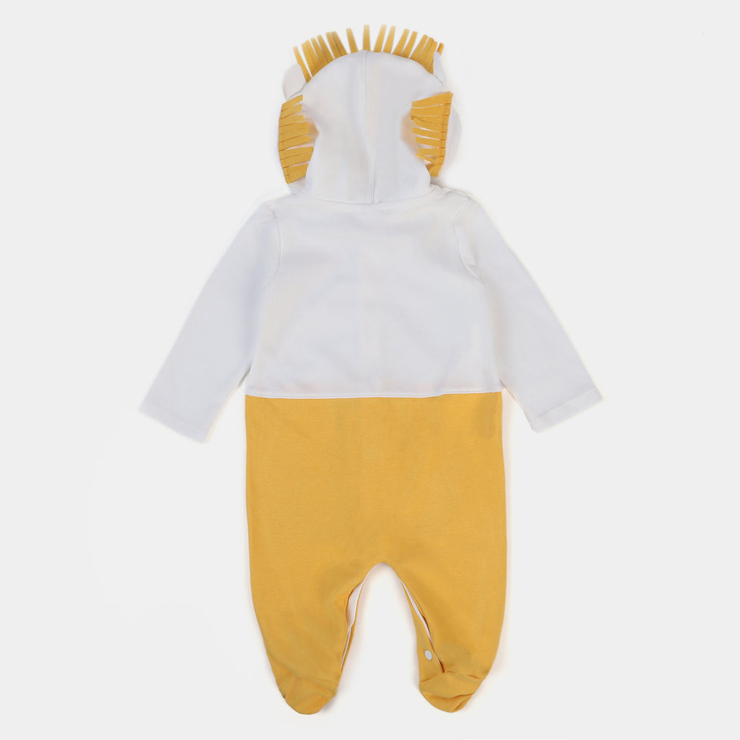 Infant Boys Cotton Romper Lion - White