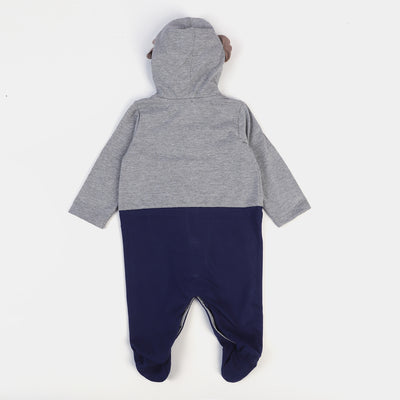 Infant Boys Cotton Romper Bear - Navy