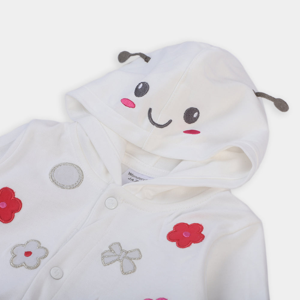 Infant Girls Cotton Romper -White