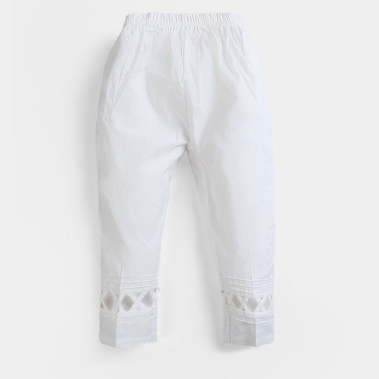 Girls Cotton Trouser -White