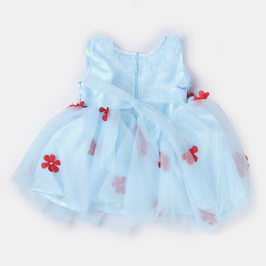 Infant Girls Fancy Frock Flower EMB-LIGHT BLUE