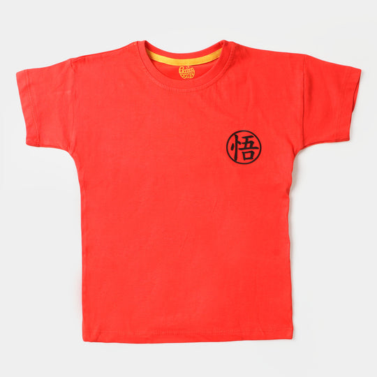 Boys Cotton T-Shirt Character - Poppy Red