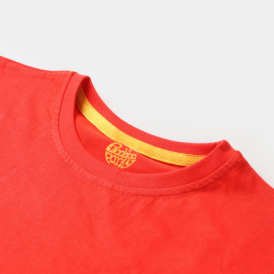 Boys Cotton T-Shirt Character - Poppy Red