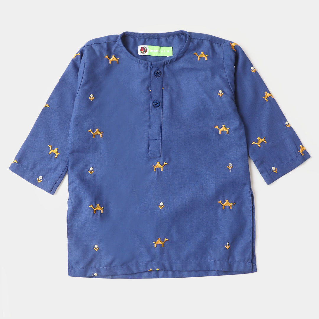 Infant Boys Embroidered Kurta Pajama Suit - Royal Blue