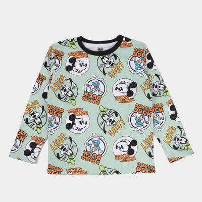 Boys Slub Jersey T-Shirt F/S Animals Printed -G.Green
