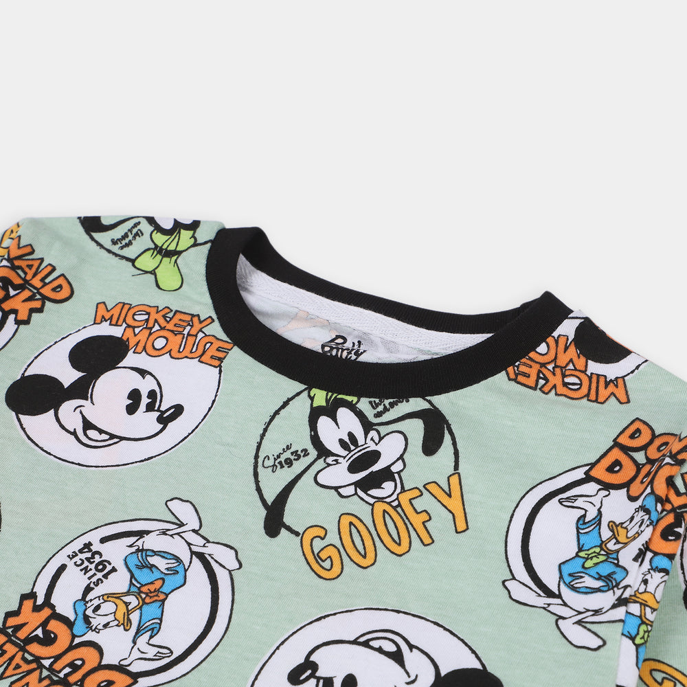 Boys Slub Jersey T-Shirt F/S Animals Printed -G.Green