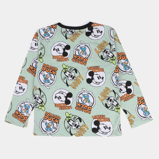 Boys Slub Jersey T-Shirt F/S Animals Printed -G.Green