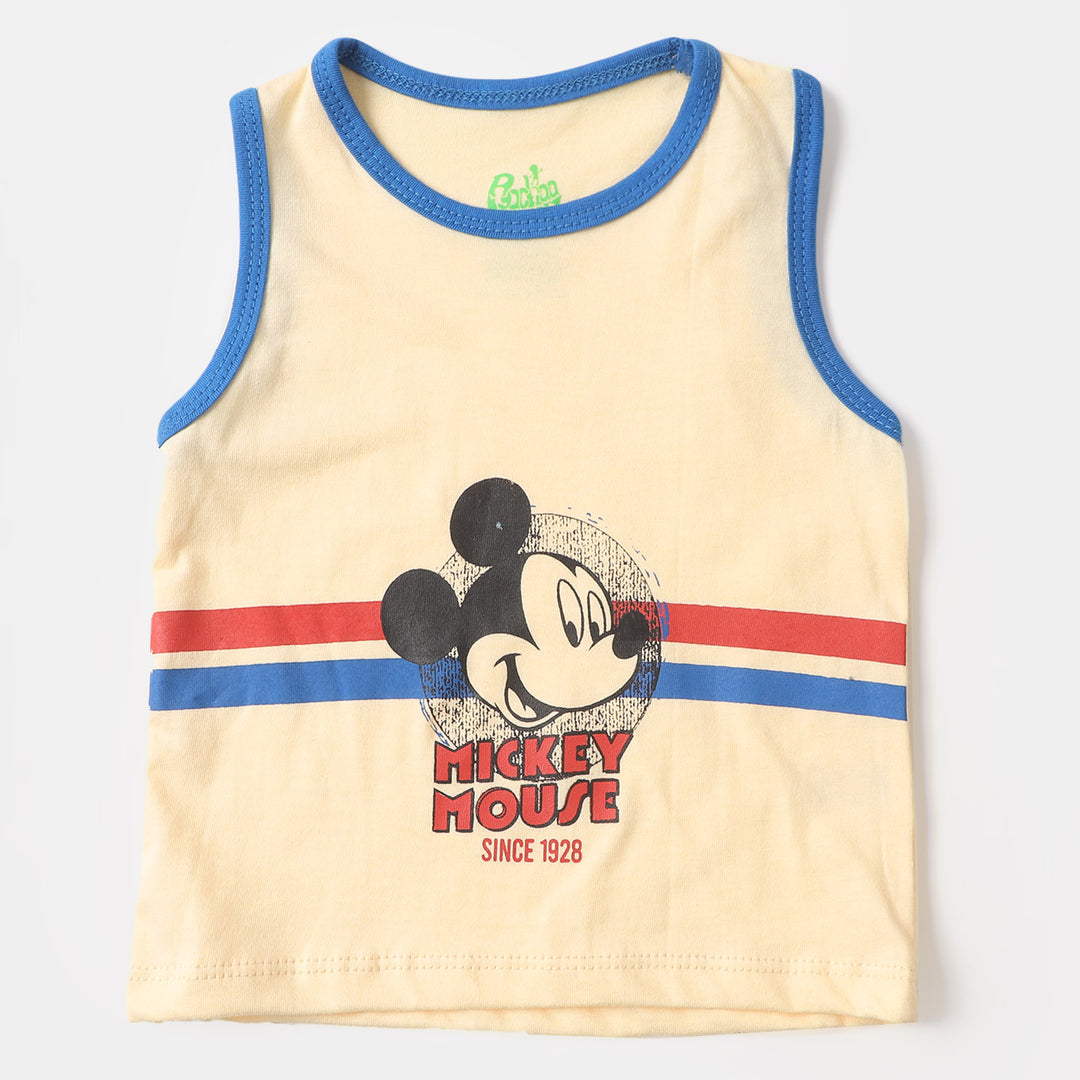 Infant Boys Cotton Sando Character- Cream