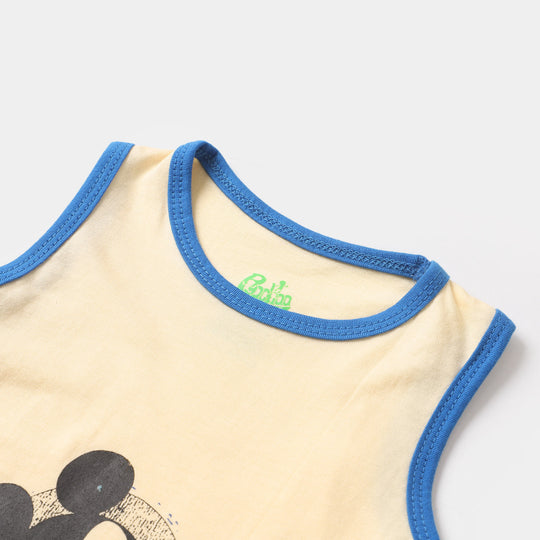 Infant Boys Cotton Sando Character- Cream