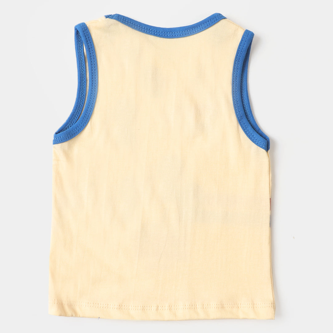 Infant Boys Cotton Sando Character- Cream