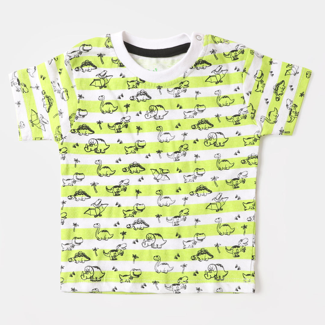 Infant Boys Round Neck T-Shirt Dino Printed - White