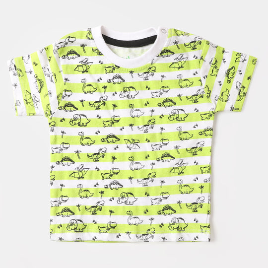 Infant Boys Round Neck T-Shirt Dino Printed - White