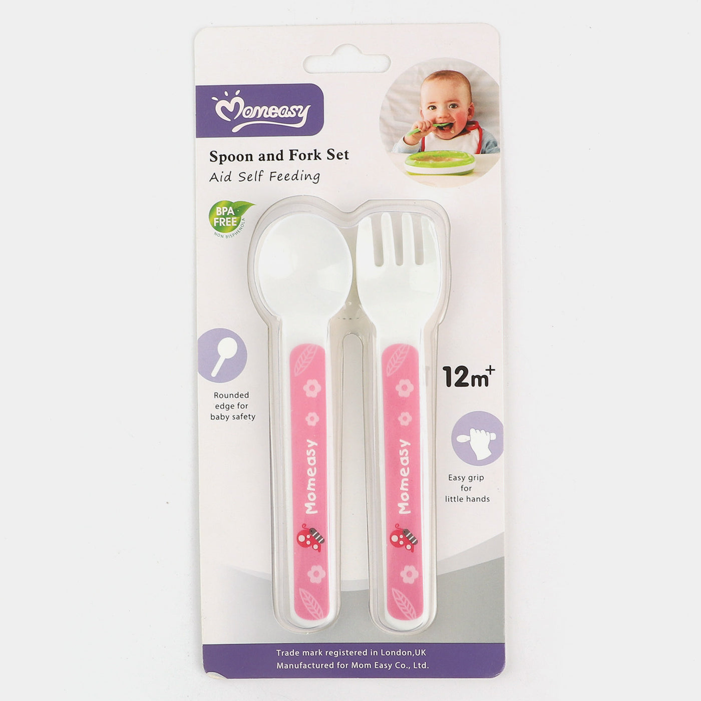 MOMEASY BABY SPOON AND FORK SET-PINK