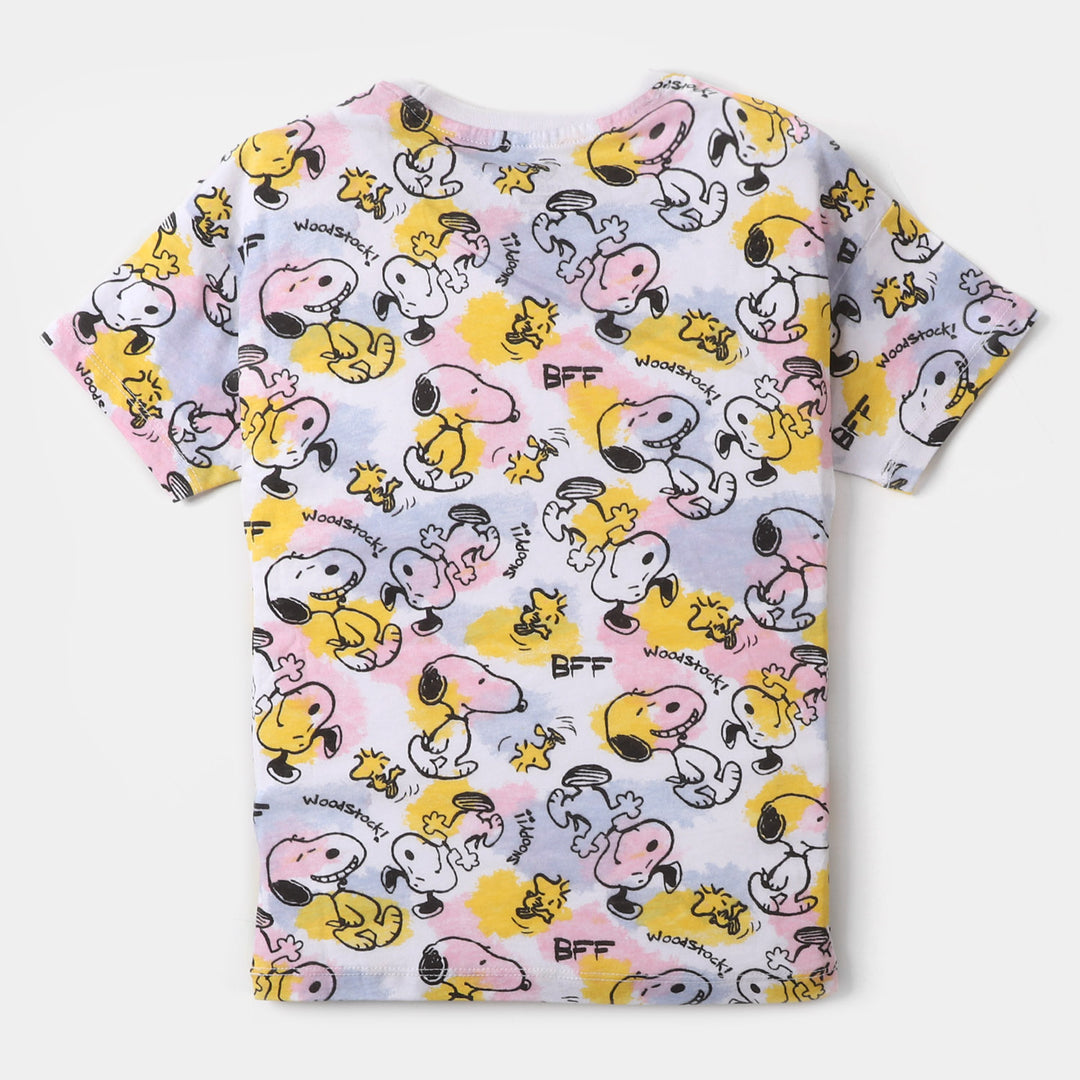 Girls T-Shirt Printed All Over - White
