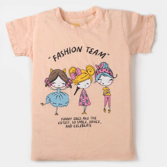 Girls T-Shirt Fashion Team - Light Peach